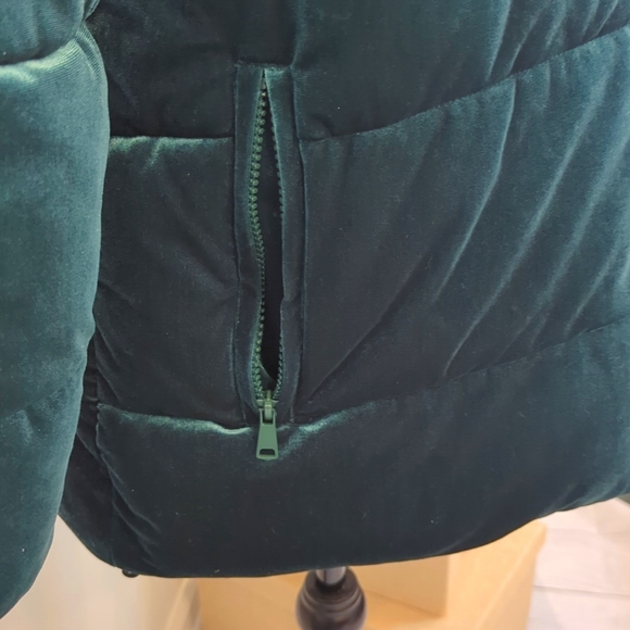 NWOT Gap Plush Velvet Evergreen Quilted Puffer Jacket - Size S - Picture 6 of 16